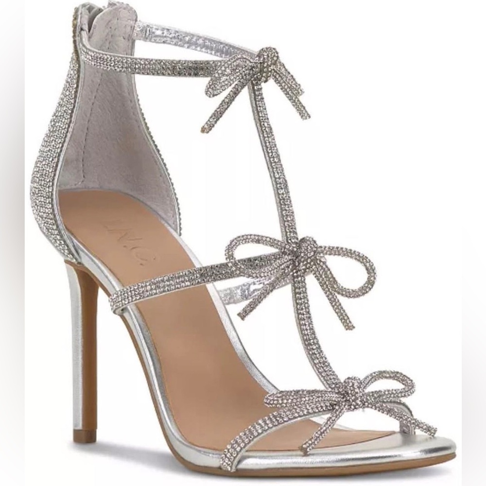 Elegant Silver T-Strap Rhinestone Heels